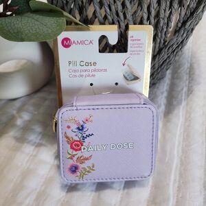 Miamica Pill Case Organizer Purple w/ Floral Design NEW